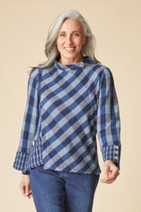 Perfect Plaid Button Cuff Top