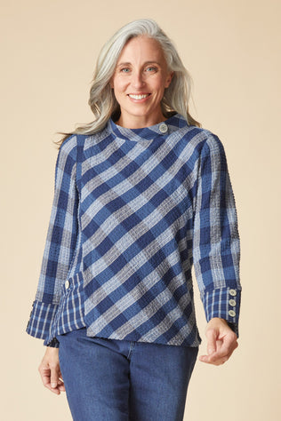Perfect Plaid Button Cuff Top