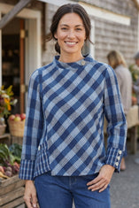 Perfect Plaid Button Cuff Top