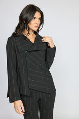 Playful Pinstripe Asymmetrical Jacket