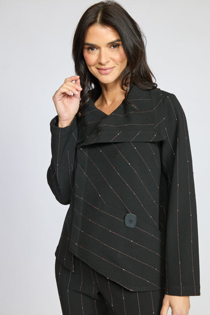 Playful Pinstripe Asymmetrical Jacket