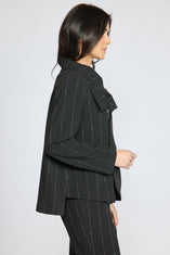 Playful Pinstripe Asymmetrical Jacket