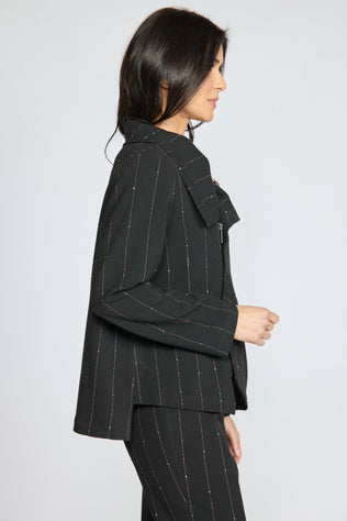 Playful Pinstripe Asymmetrical Jacket
