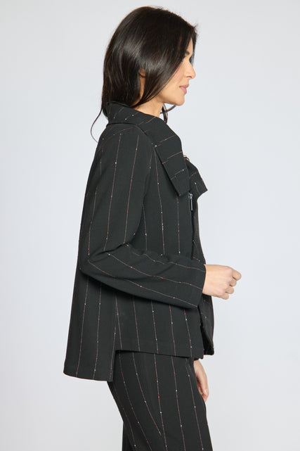 Playful Pinstripe Asymmetrical Jacket