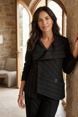 Playful Pinstripe Asymmetrical Jacket