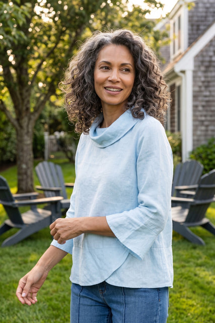 Breezy Linen Cowl Neck Top