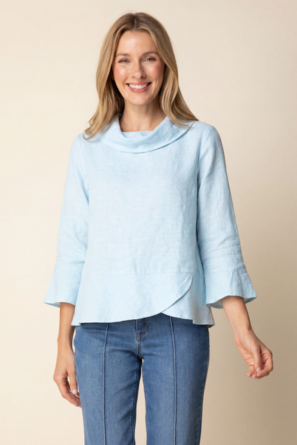 Breezy Linen Cowl Neck Top