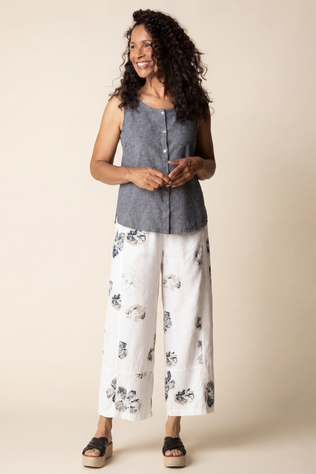 Contrast Seams Watercolor Crop Pant