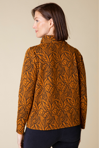 Falling Leaves Jacquard Wrap Neck Top