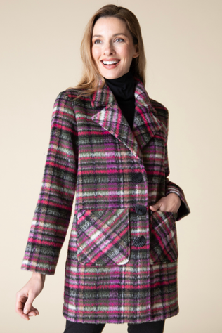 Brushed Plaid Car Coat