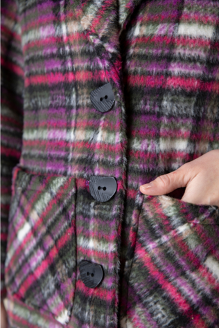 Brushed Plaid Car Coat