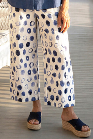 Contrast Seams Dot Crop Pant