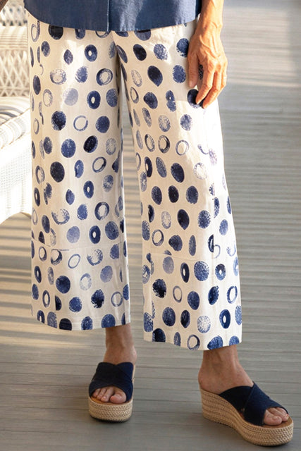 Contrast Seams Dot Crop Pant