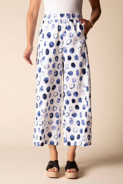 Contrast Seams Dot Crop Pant