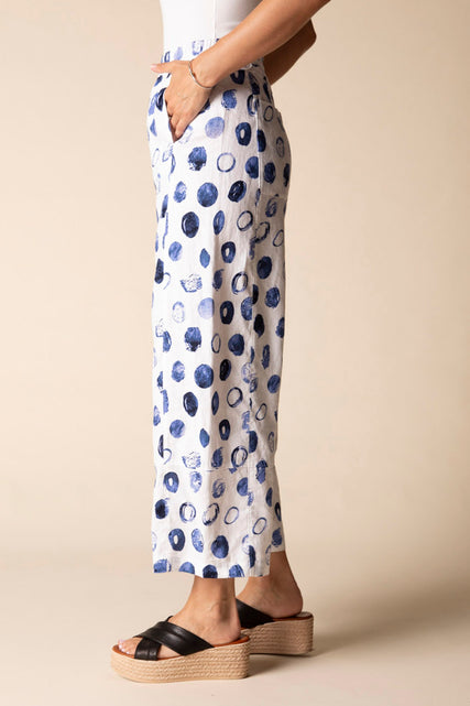 Contrast Seams Dot Crop Pant
