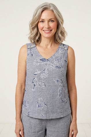 Linen Blooms Tank