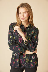Boho Floral Crinkle Cotton Shirt
