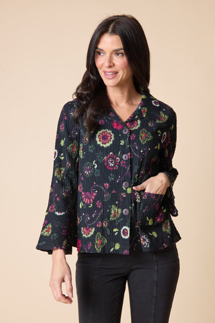Boho Floral Crinkle Cotton Flounce Jacket