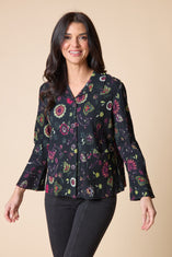 Boho Floral Crinkle Cotton Flounce Jacket