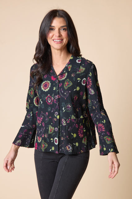 Boho Floral Crinkle Cotton Flounce Jacket