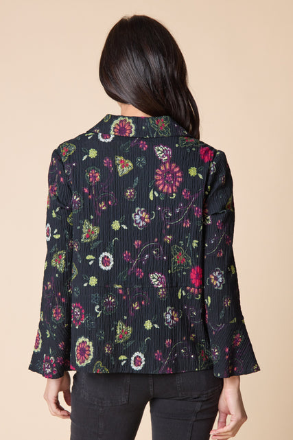 Boho Floral Crinkle Cotton Flounce Jacket