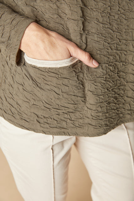 Crinkled Double Face Metro Pullover