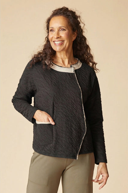 Crinkled Double Face Metro Pullover