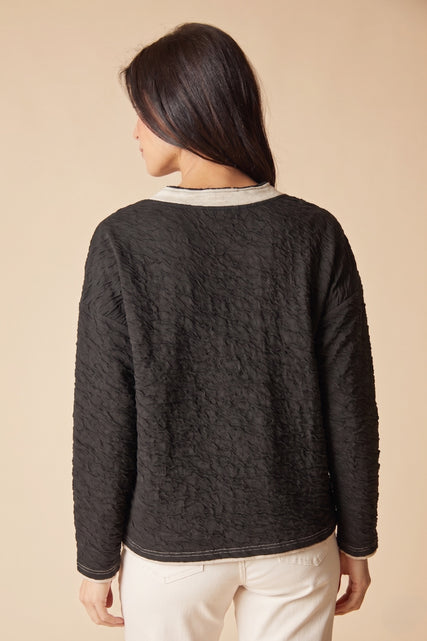 Crinkled Double Face Metro Pullover