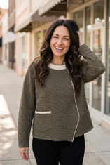 Crinkled Double Face Metro Pullover