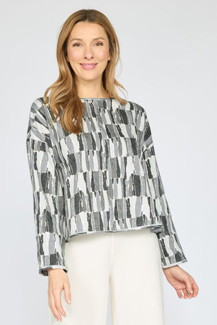 Brushstroke Rolled Edge Sweater