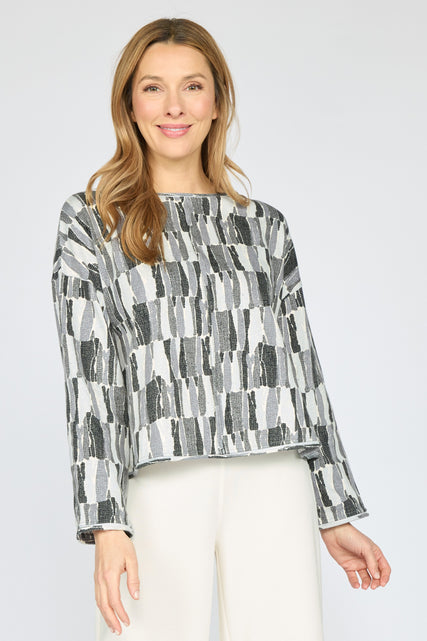 Brushstroke Rolled Edge Sweater