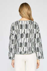 Brushstroke Rolled Edge Sweater