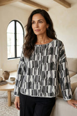 Brushstroke Rolled Edge Sweater