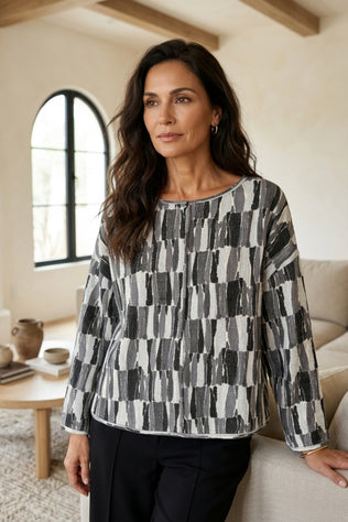 Brushstroke Rolled Edge Sweater