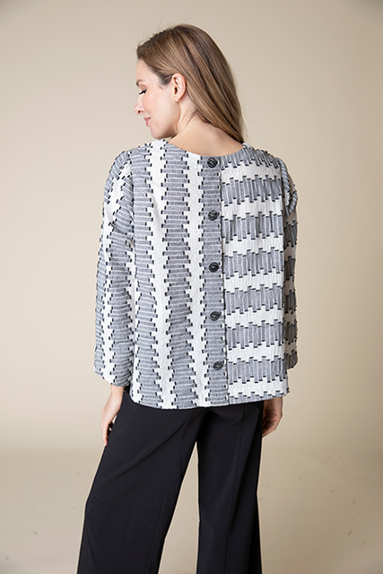 Embroidered Cotton Button Back Pullover