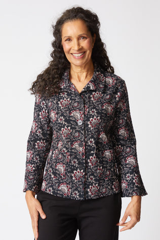 Batik Floral Flounce Jacket