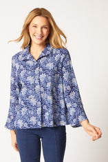 Batik Floral Flounce Jacket