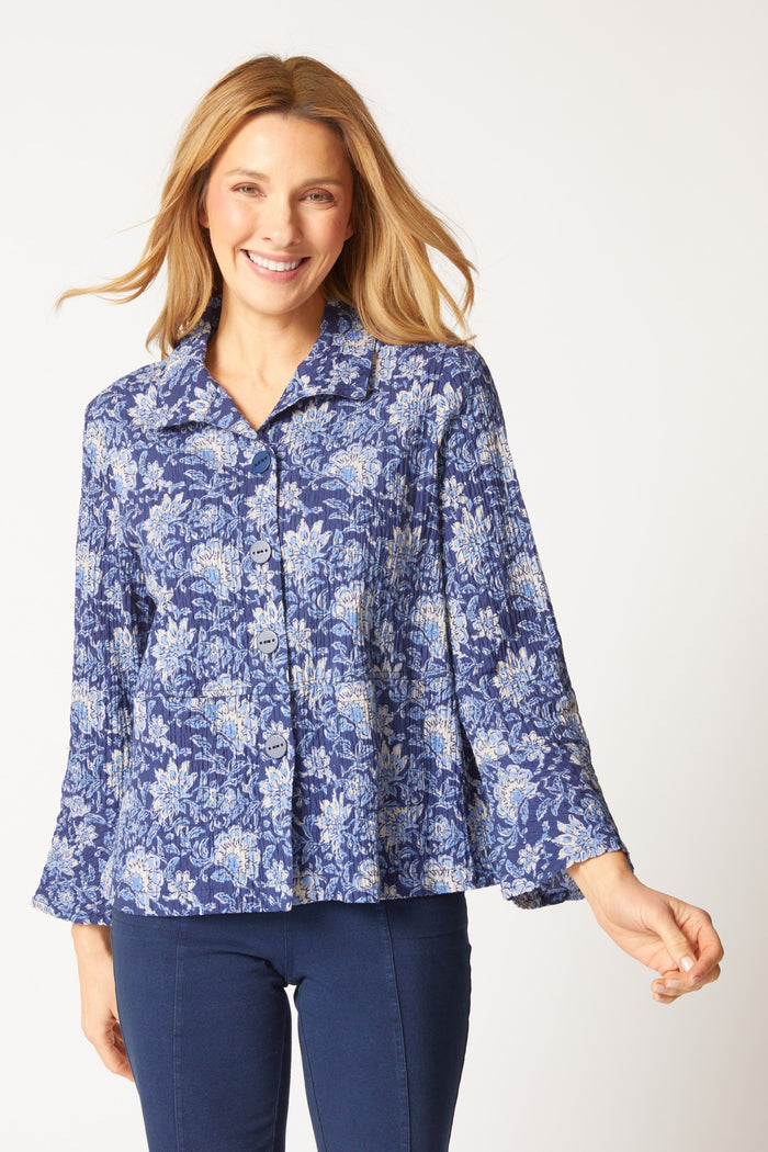 Batik Floral Flounce Jacket