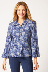 Batik Floral Flounce Jacket