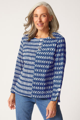 Mixed Batiks Button Pullover