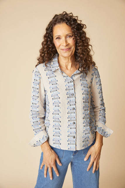 Embroidered Cotton Stripe Shirt