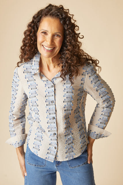 Embroidered Cotton Stripe Shirt