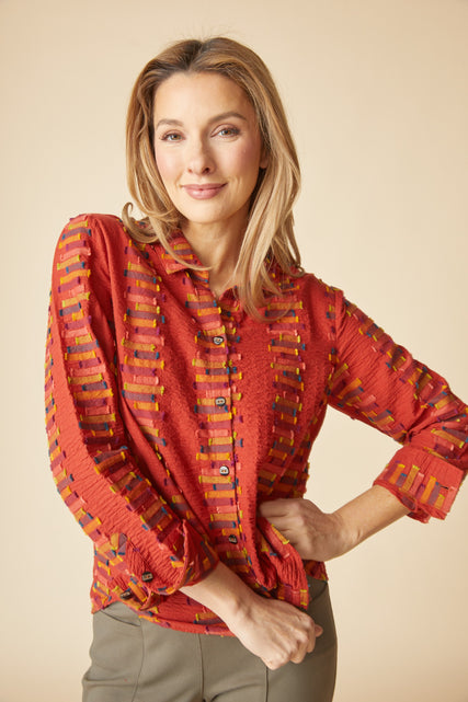 Embroidered Cotton Stripe Shirt