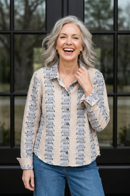 Embroidered Cotton Stripe Shirt