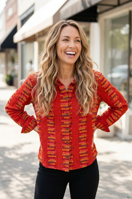 Embroidered Cotton Stripe Shirt