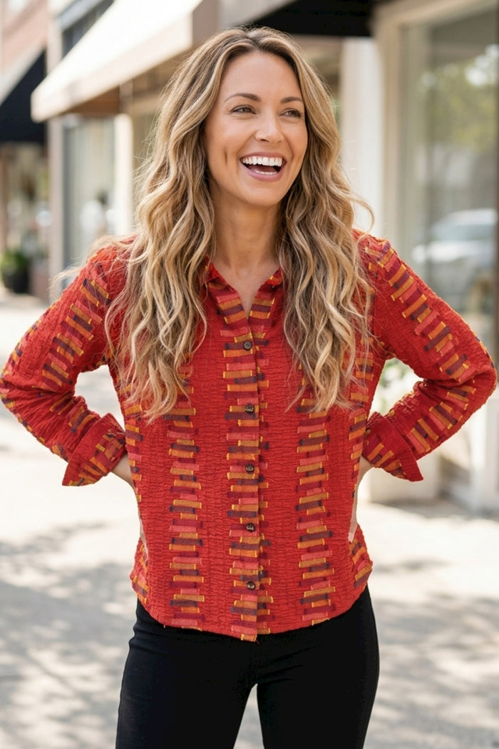 Embroidered Cotton Stripe Shirt
