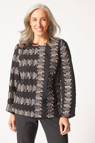 Embroidered Cotton Button Back Pullover