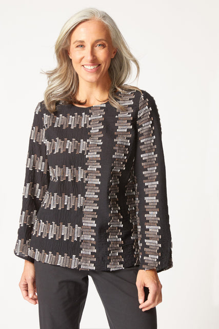 Embroidered Cotton Button Back Pullover