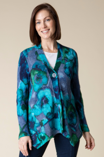 Abstract Floral Pocket Cardigan