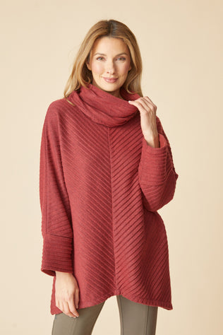 Pleated Fleece Cowl Neck Tunic